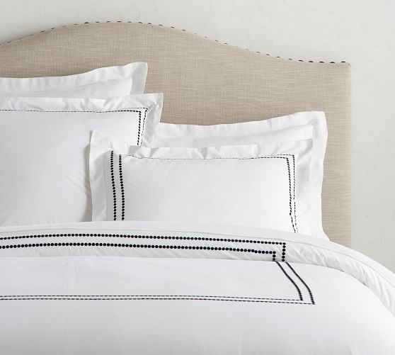 Pearl Organic Percale Duvet Cover, Pottery Barn Pearl Embroidered Duvet Cover