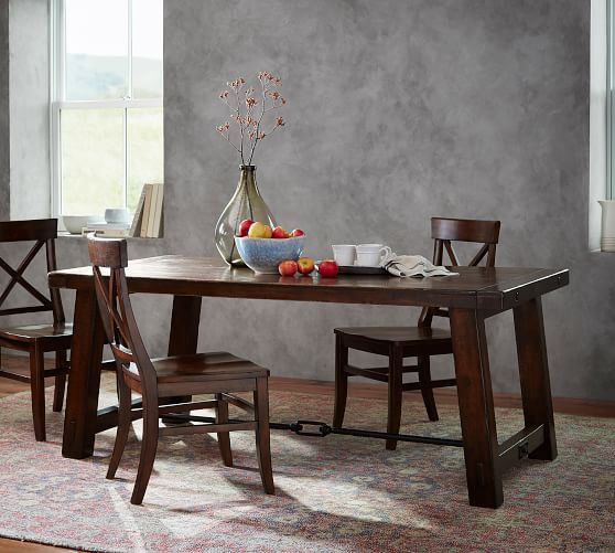 Benchwright Dining Table Pottery Barn, Dark Wood Dining Table With Bench