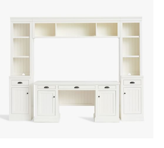 Aubrey Desk With 104 Bookcase Suite, White Desk With Bookcase Hutch