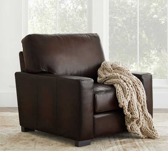 Turner Square Arm Leather Armchair, Pottery Barn Leather Armchair