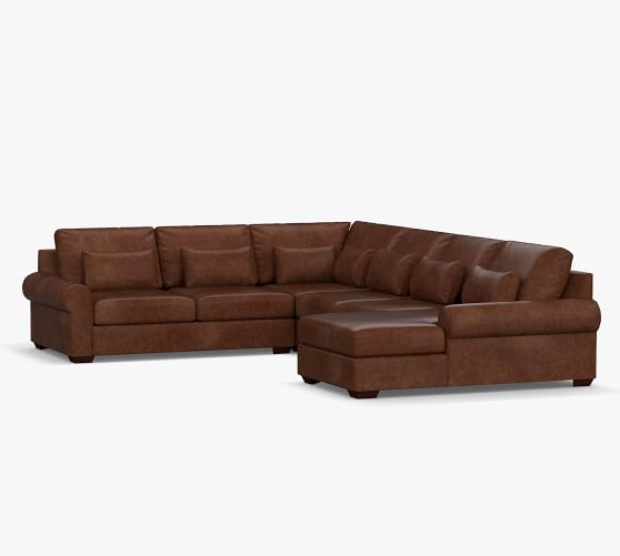 Big Sur Square Arm Leather Deep 4 Piece, Furniture Row Sofa With Chaise