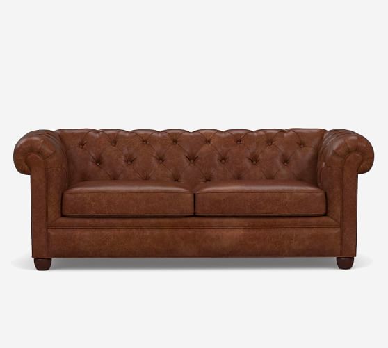 Chesterfield Leather Sofa Pottery Barn, Vintage Tufted Leather Sofa