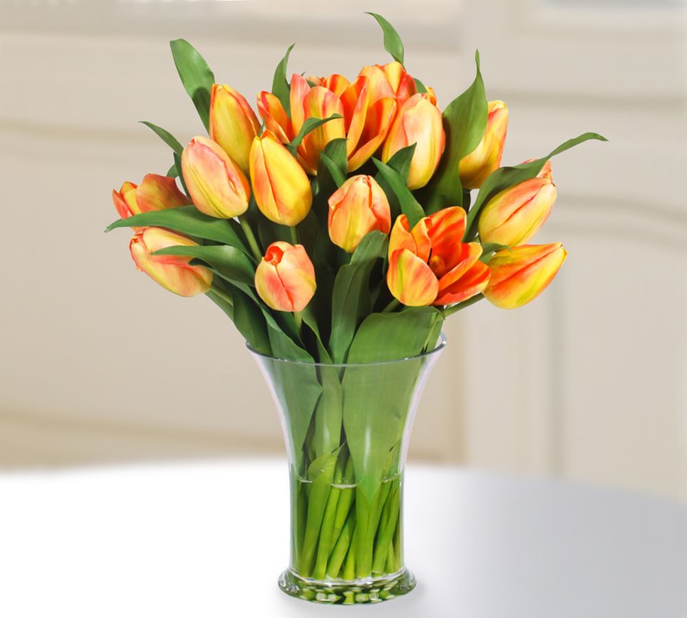 Faux Tulip in Glass Vase | Pottery Barn