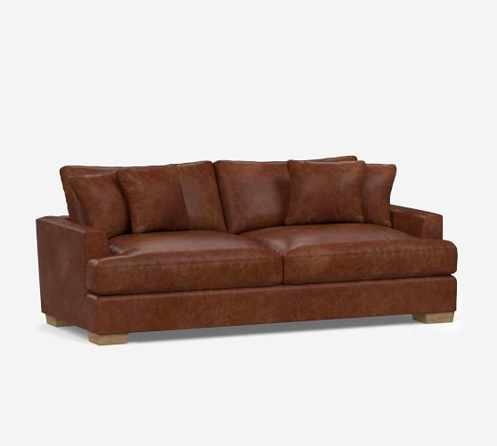 Sullivan Deep Roll Arm Leather Sofa, Deep Leather Couch