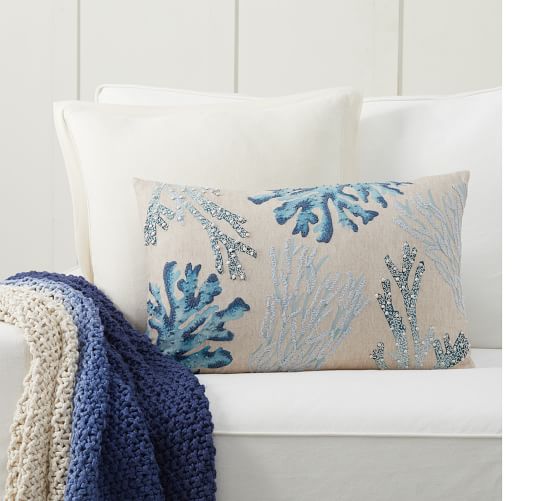 pottery barn blue throw pillows