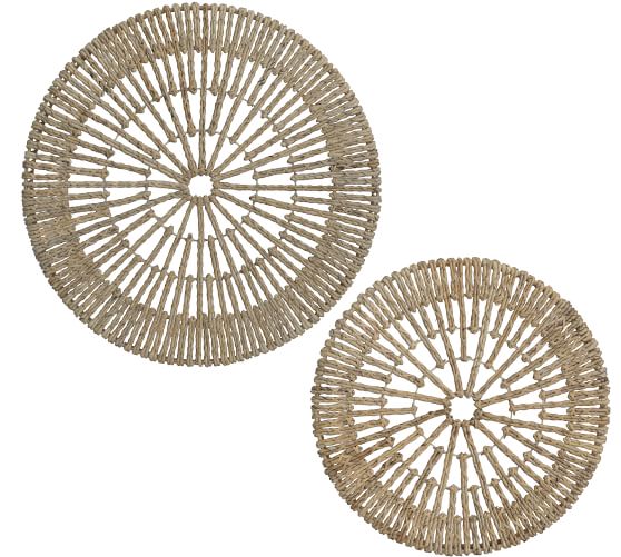 paityn round woven wall art, set of 2 pottery barn paityn round woven wall