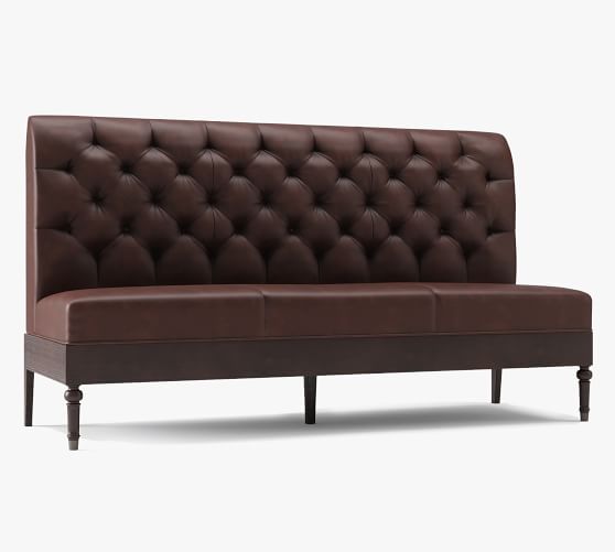 Hayworth Leather Modular Banquette, Faux Leather Banquette Bench