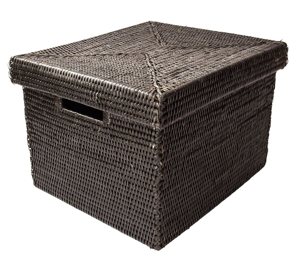 Tava Handwoven Rattan Letter File Box With Lid | Pottery Barn