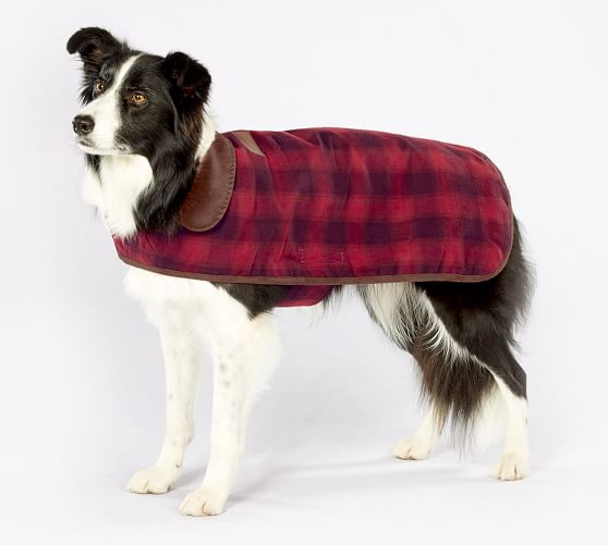 red plaid dog coat