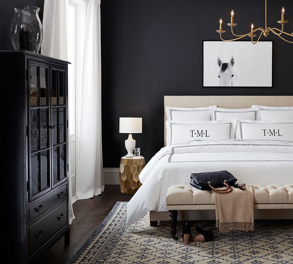 Raleigh Square Upholstered Low Bed Pottery Barn