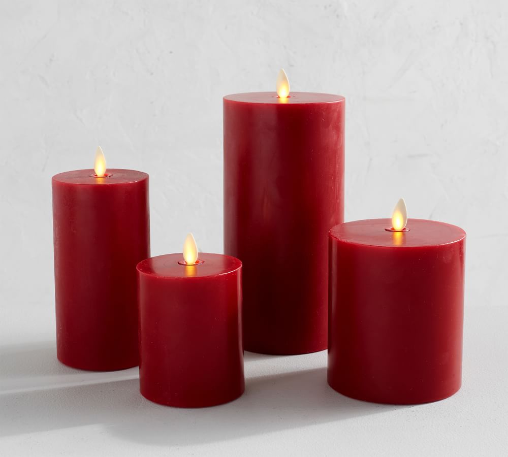 Premium Flickering Flameless Wax Pillar Candles Red Pottery Barn