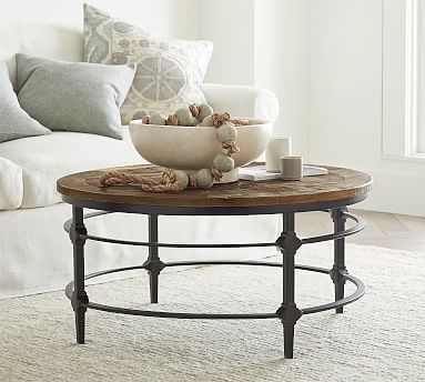 Parquet 36 Round Reclaimed Wood Coffee, Round Marble Coffee Table Pottery Barn