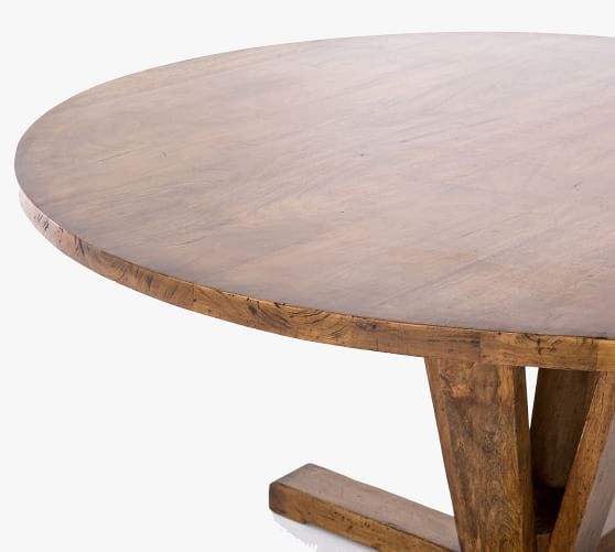 Parkview Reclaimed Wood Round Pedestal, Light Wood Round Pedestal Dining Table