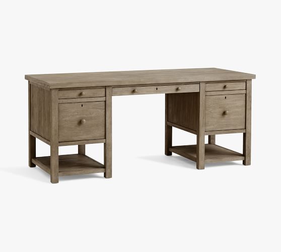 Farmhouse 70 Desk With Drawers, Desk With Storage On One Side