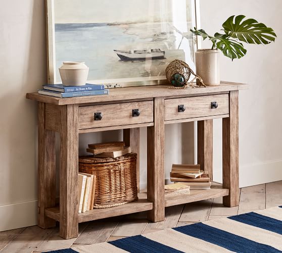 Benchwright 54 Console Table Pottery, 10 Inch Wide Console Table