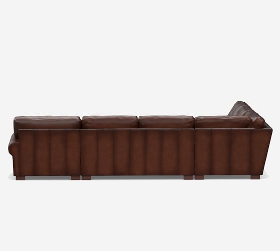 Turner Roll Arm Leather 4 Piece Chaise, Turner Roll Arm Leather Sofa