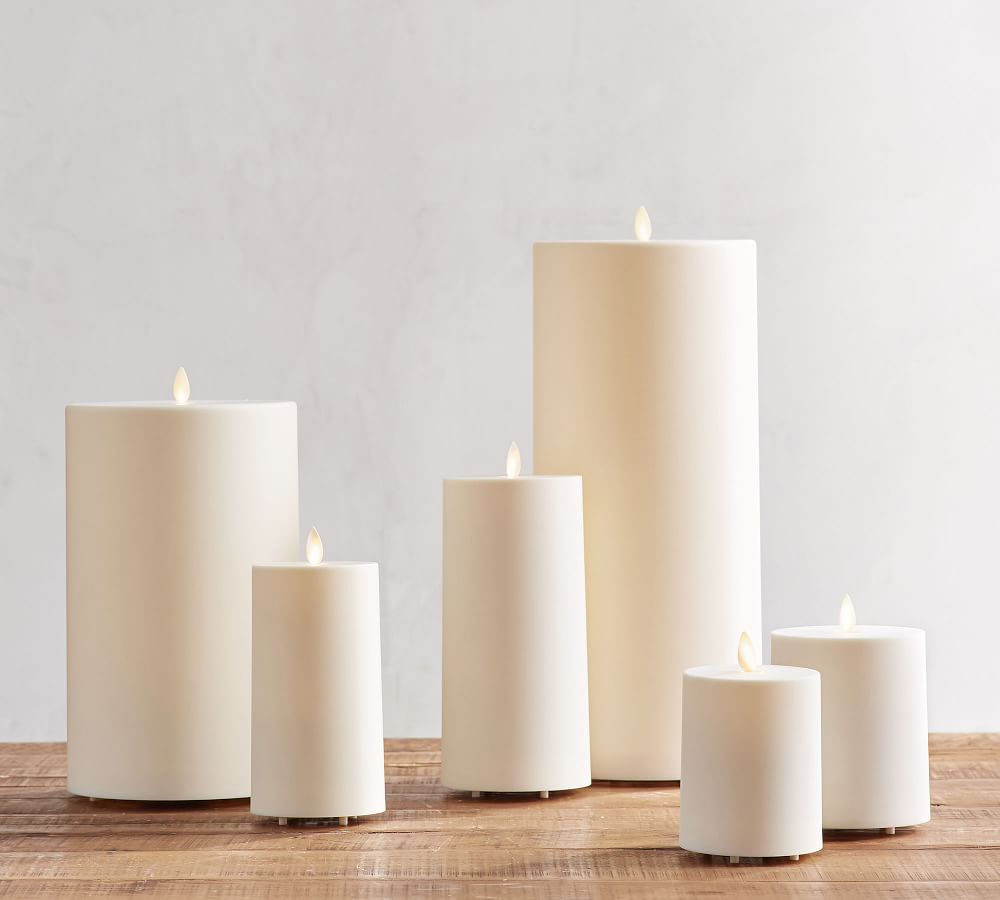 Premium Flickering Flameless Outdoor Pillar Candles Pottery Barn