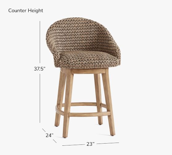 Seagrass Bucket Swivel Counter Stool, Best Low Back Swivel Counter Stools
