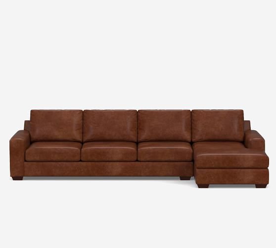 Big Sur Square Arm Leather Sectional, Distressed Leather Sectional Furniture