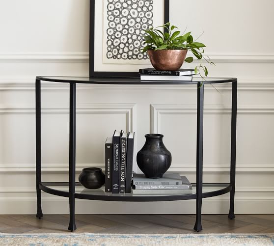 Tanner 42 Demilune Console Table, Half Round Glass Entryway Table