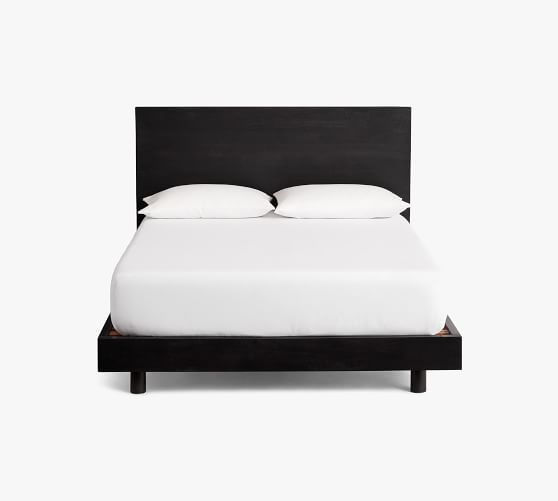 Cayman Platform Bed Headboard, Black Full Size Wood Bed Frame With Headboard