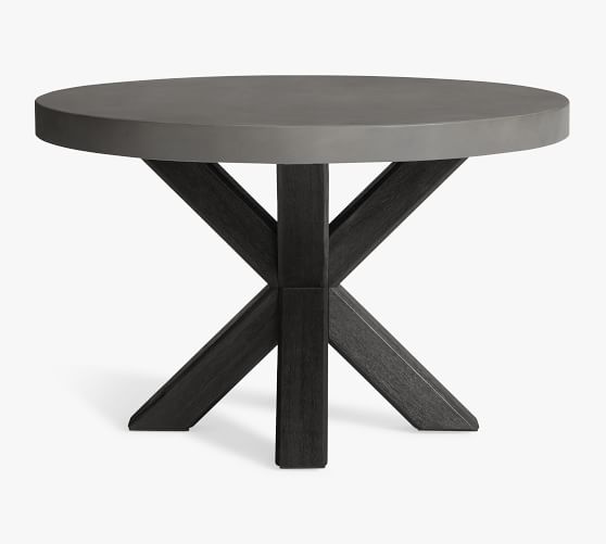 Abbott Indoor Outdoor 48 Concrete Fsc Acacia Round Dining Table Pottery Barn Acacia Round Dining Table, White Dining Table Round 48