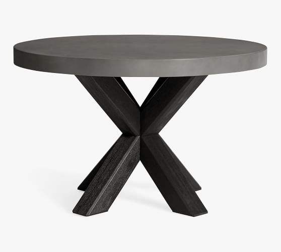 Acacia Round Dining Table, 48 Round Black Pedestal Table