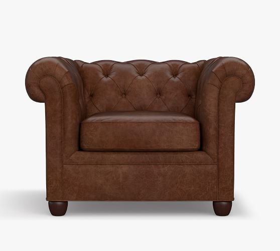 Chesterfield Roll Arm Leather Armchair, Chesterfield Leather Couch Pottery Barn