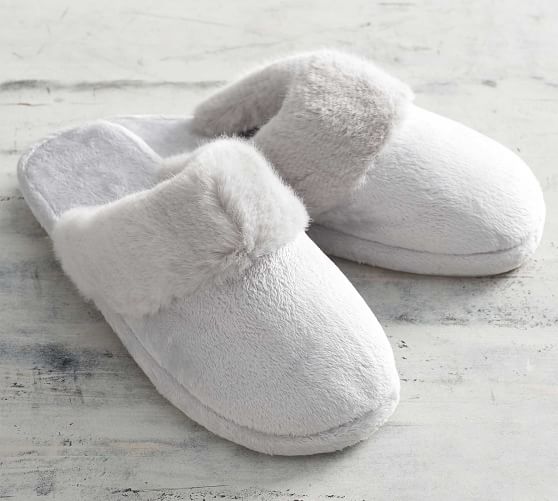 Details about   Embroidered Fuzzy Slippers Cozy Warm Fluffy Faux Fur Memory Foam Slipper 