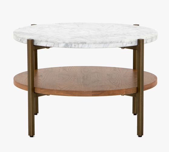 Modern 24 Round Marble Coffee Table, Small Round Lounge Table