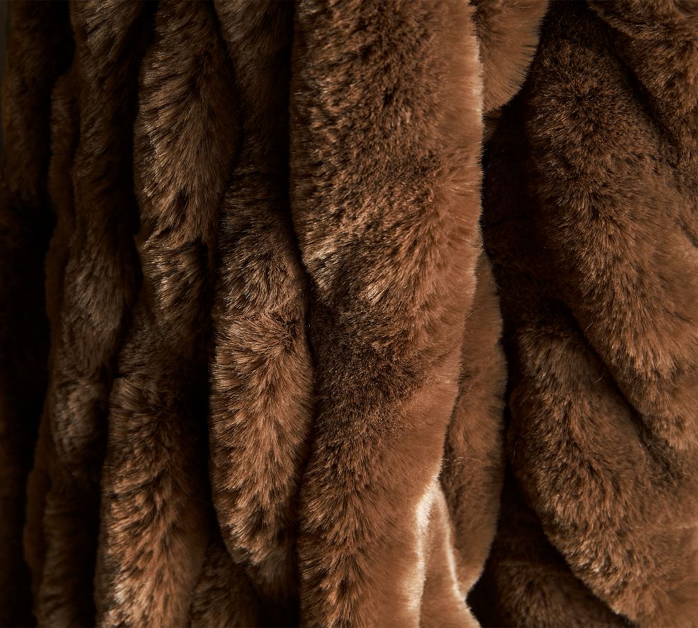 Faux Fur Ruched Throw Blankets Pottery Barn