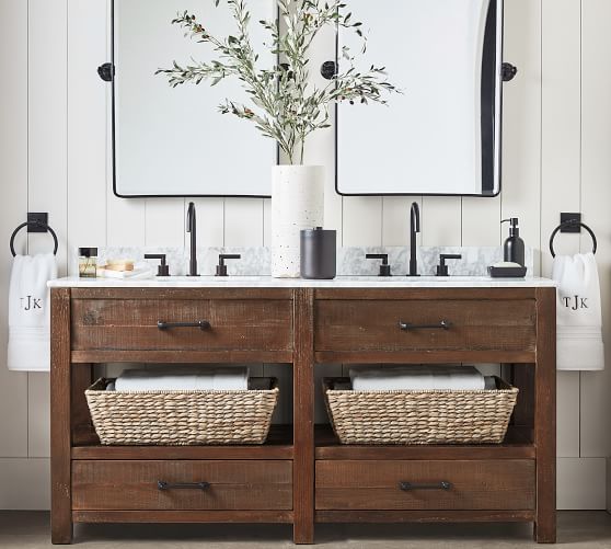 Paulsen Reclaimed Wood Double Vanity, How Long Are Double Sink Vanities