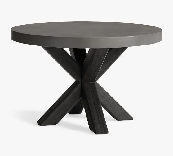 Acacia Round Dining Table, Black 48 Round Pedestal Dining Table