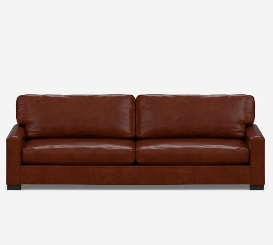 Turner Square Arm Leather Sofa, 3 Seater Leather Sofa With Chaise Brisbane