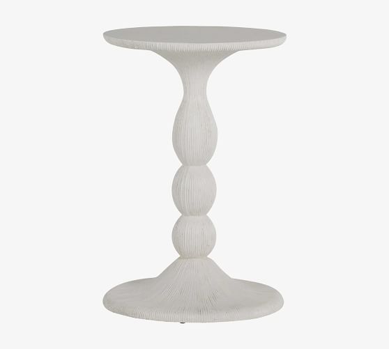 Robson Cast Stone Round End Table, Outdoor Cast Stone Console Table