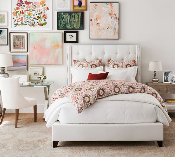 Harper Tufted Upholstered Tall Bed, Best Color For Upholstered Headboard