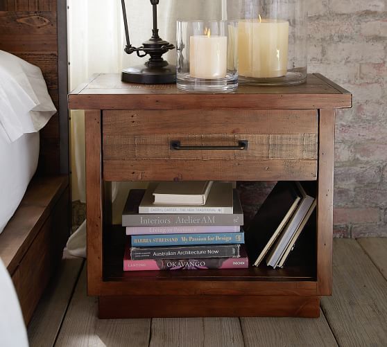 Reclaimed Wood Nightstand Pottery Barn, Vintage Wooden Bedside Table