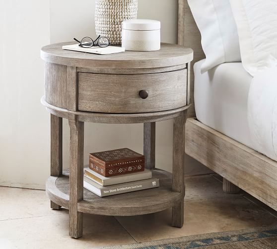 Toulouse 23 Round Nightstand Pottery, Round Nightstand Table With Drawer