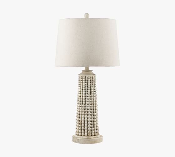 Corley Ceramic Table Lamp Pottery Barn, White Wood Bead Table Lamp