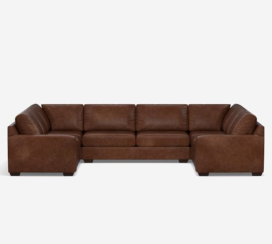 Big Sur Square Arm Leather U Sectional, Leather Couch Dye Kit South Africa