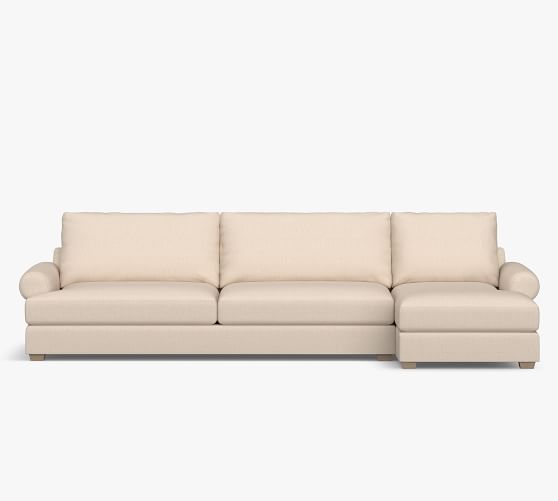 Canyon Roll Arm Upholstered Sofa Chaise Sectional | Pottery Barn