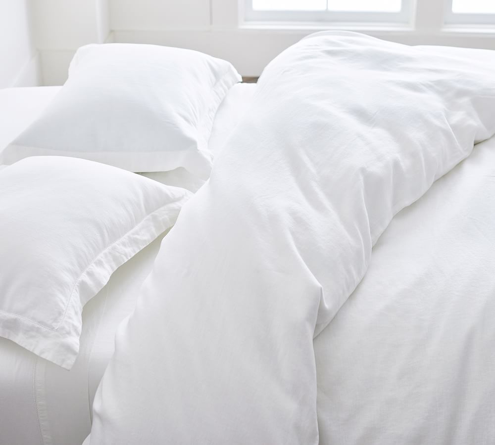 White Belgian Flax Linen Duvet Cover, Full/Queen Pottery Barn