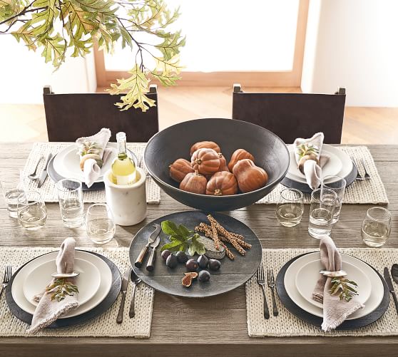 Mason 16 Piece Dinnerware Set Pottery, Wooden Plates And Bowls Play Set
