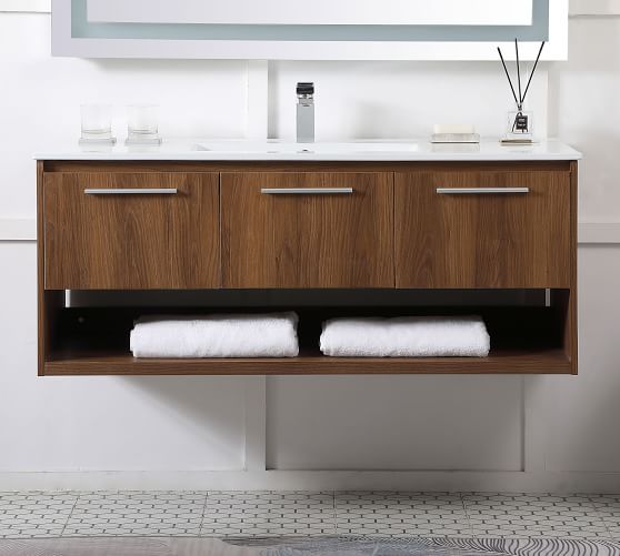 Evanna 48 Single Sink Floating Vanity, Brown Double Vanity Sink Cabinets