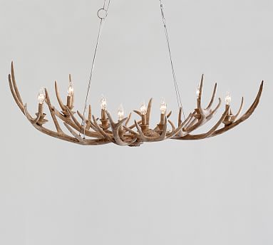 Faux Antler Linear Chandelier Pottery, How Much Are Antler Chandeliers