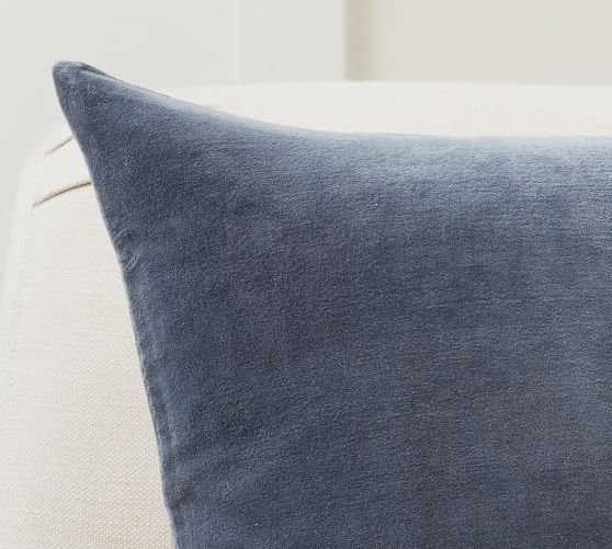 blue linen pillow