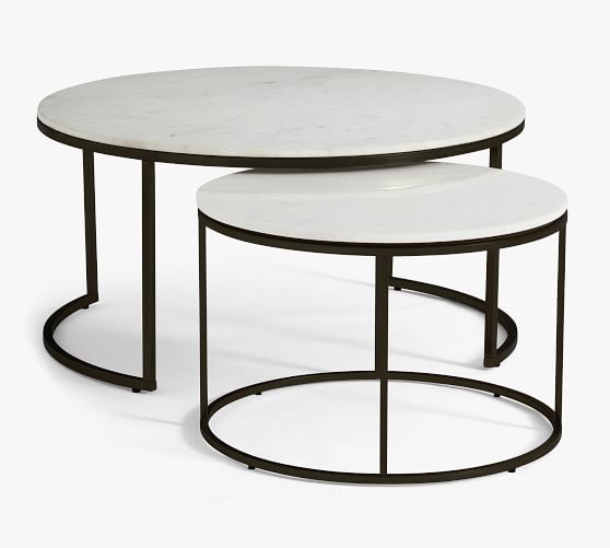 Delaney Round Marble Nesting Coffee, Round Marble Top Nesting Coffee Table