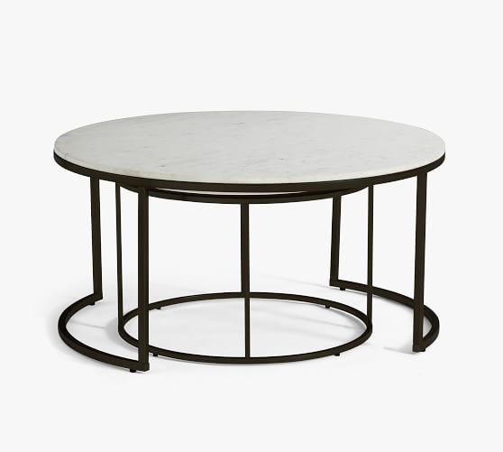 Delaney Round Marble Nesting Coffee, Round Marble Top Nesting Coffee Table
