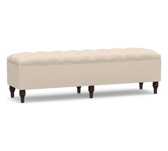 Lorraine Tufted Upholstered King Storage Bench Pottery Barn Lorraine Tufted Upholstered King, Storage Ottoman Bench For King Size Bed