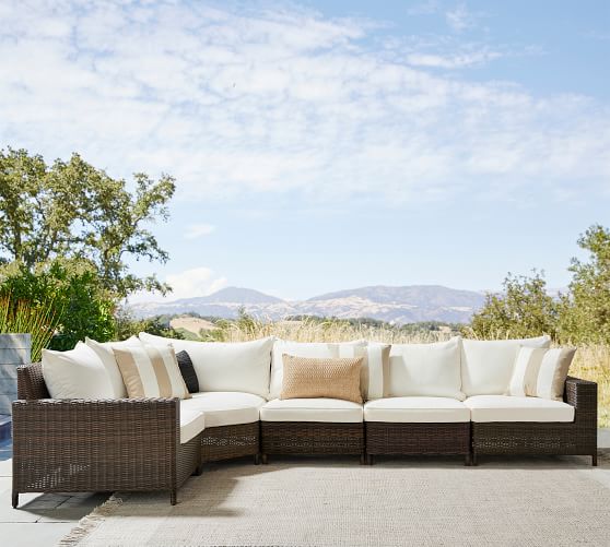 Torrey All Weather Wicker Square Arm Outdoor Sectional Components Espresso Pottery Barn - Build Your Own Rattan Furniture
